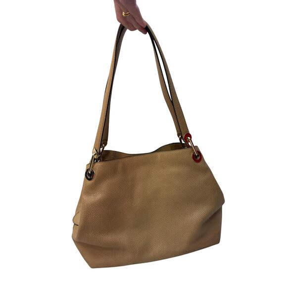 Michael Kors Handbags - Michael Kors Raven Tan Leather Shoulder Tote Bag Purse Gs